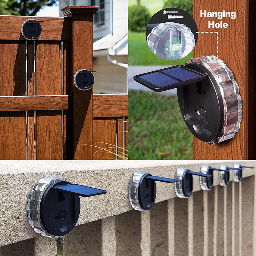 Garden Fence Lighting Solar Wall Light Home Decor Round Solar Lamp Led