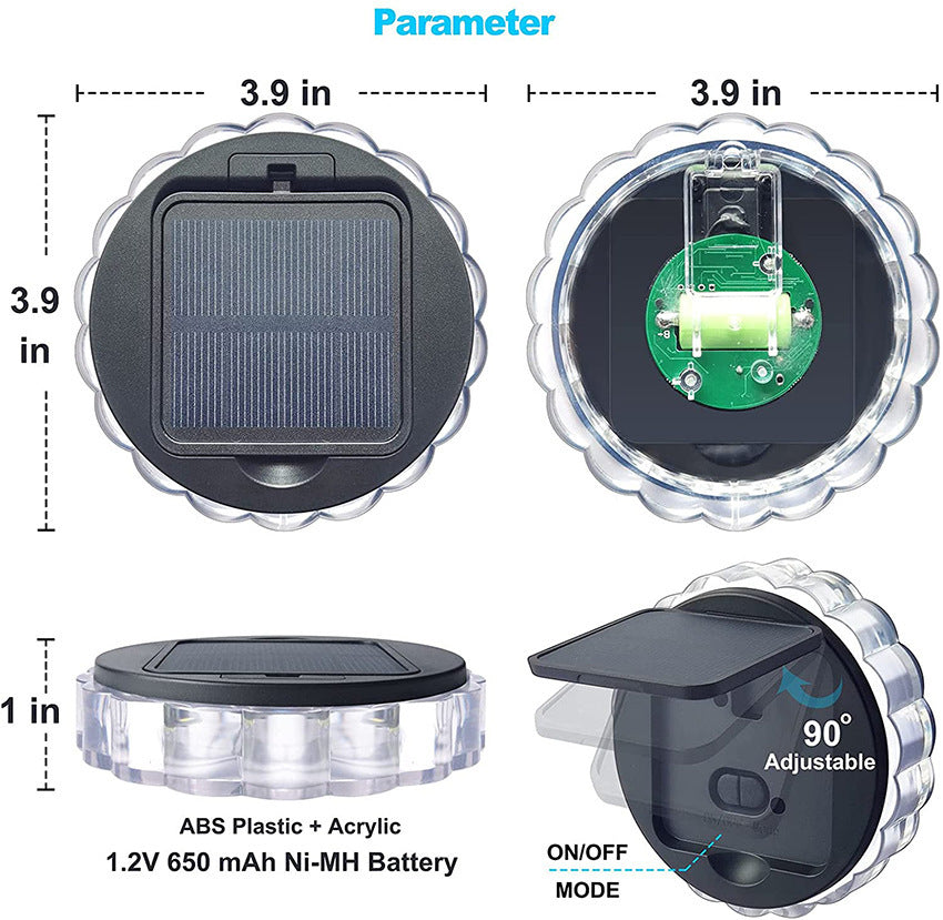 Garden Fence Lighting Solar Wall Light Home Decor Round Solar Lamp Led