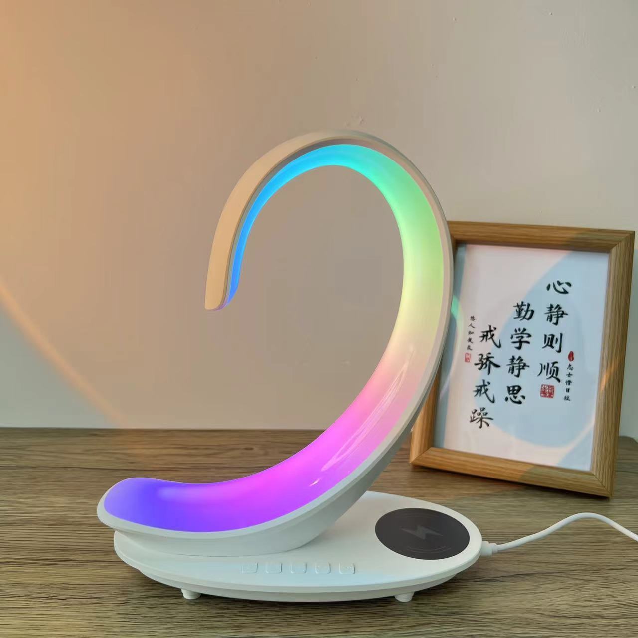 Multi-Multi-functional Desktop Wireless multi-functional desktop wireless charger bluetooth speaker atmosphere colorful light white swan lightCharger Bluetooth Speaker Atmosphere Colorful light White Swan Lightfunctional Desktop Wireless Charger Bluetooth Speaker 